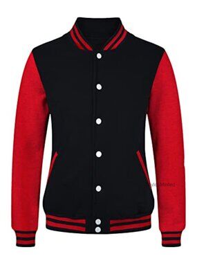Lightweight Fleece Varsity Jacket Button Down Long Sleeve Casual Coat